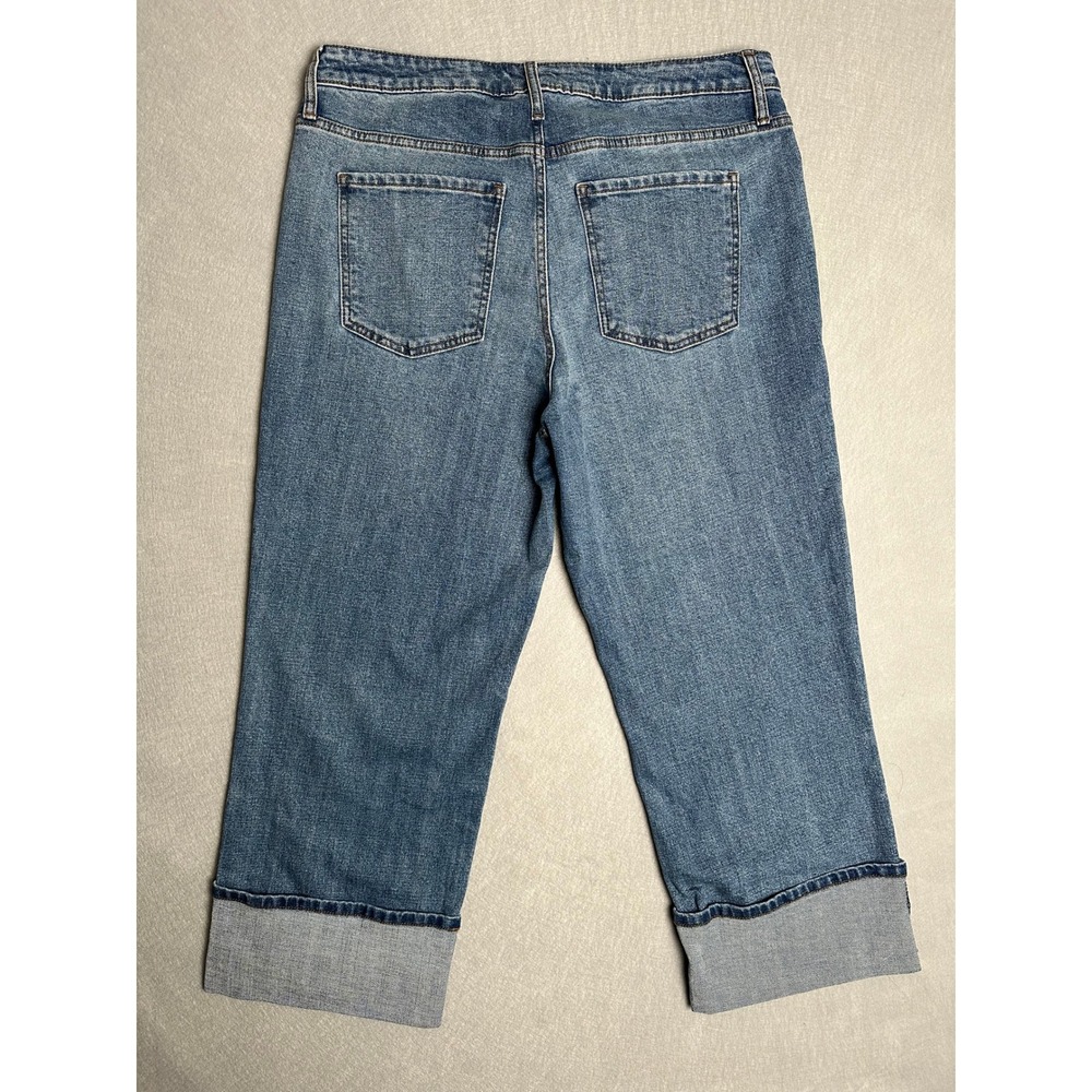 KUT from the Kloth Sienna Wide Leg High Rise Cuffed Crop Jeans Blue 14W - Picture 2 of 8
